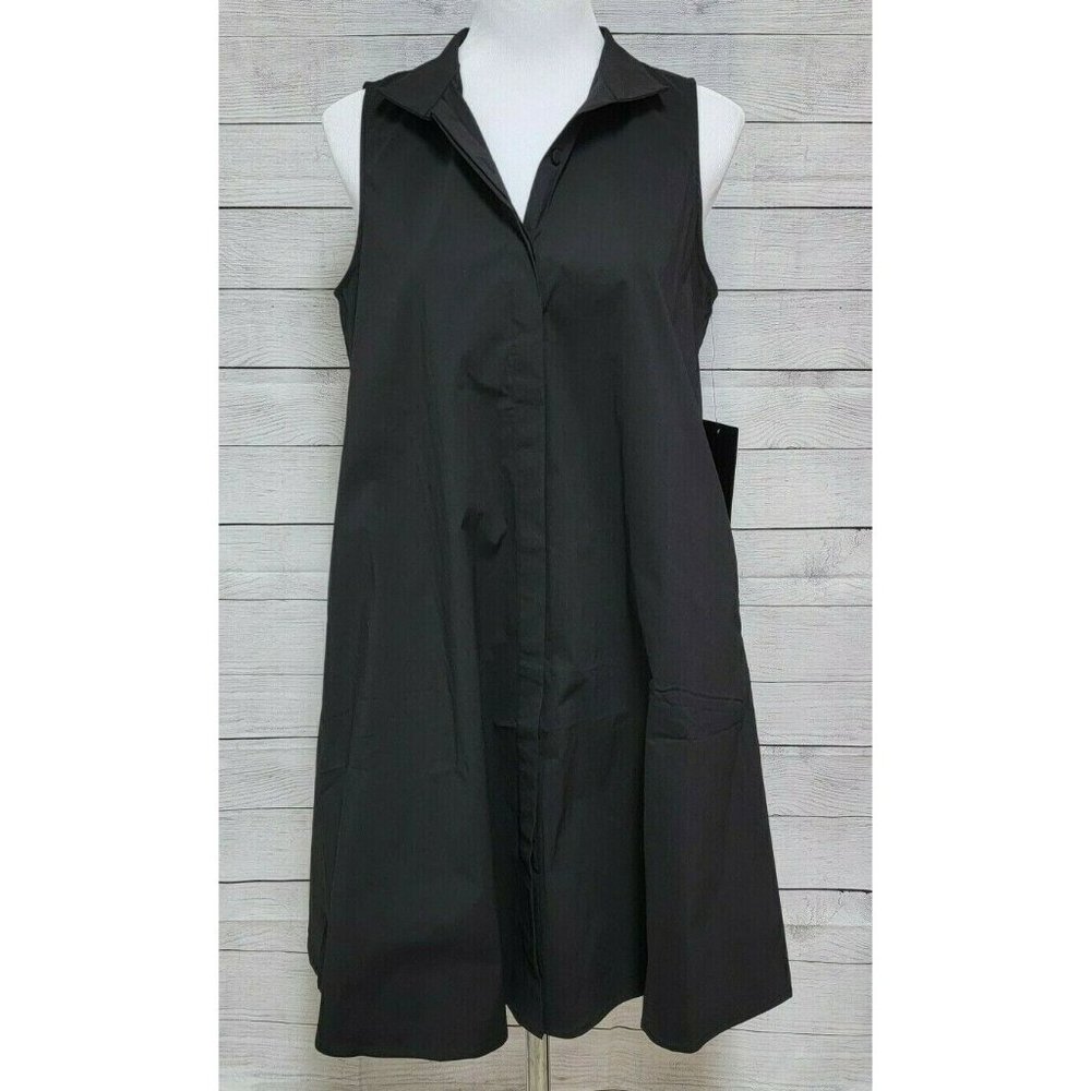 Tuckernuck Black Cotton Poplin Sleeveless Charlie Dress Women's Size Small NWT
